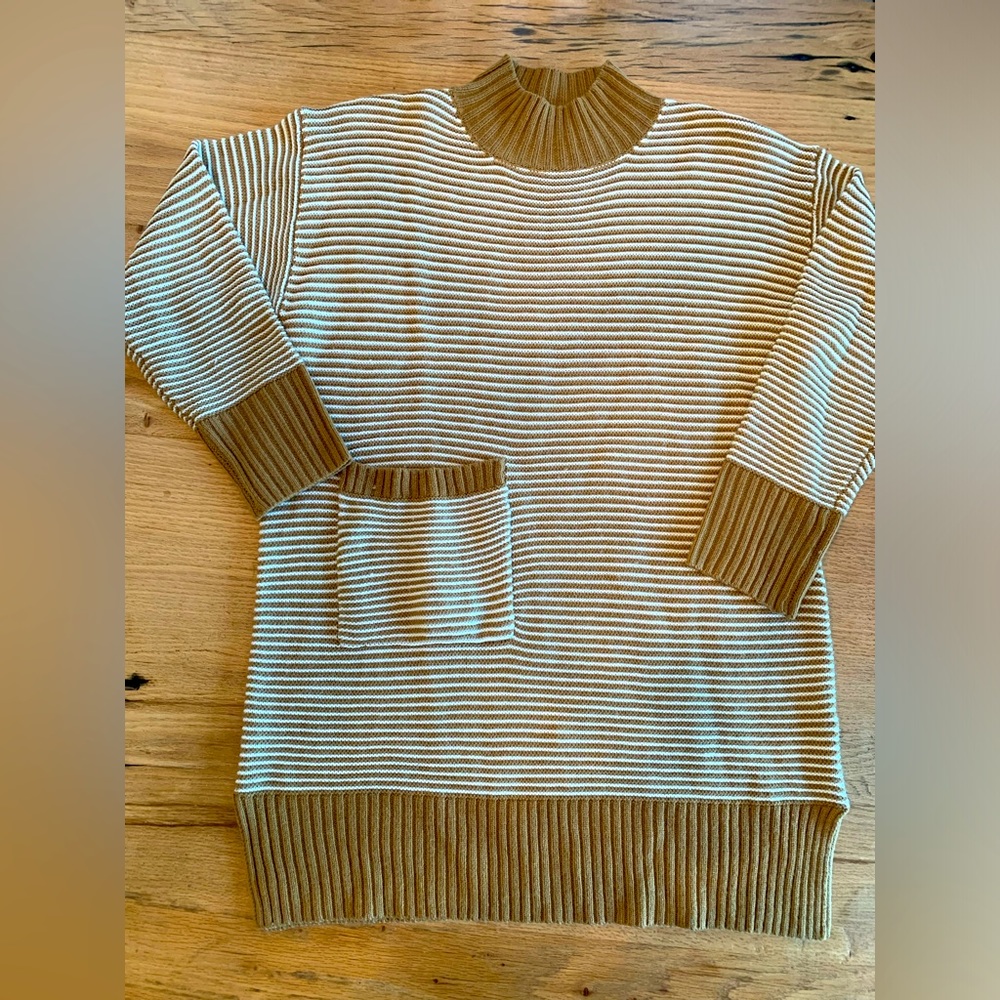 Annabelle Striped Crew Neck Sweater Dress Maize and Cream Women’s L/XL Preloved‎